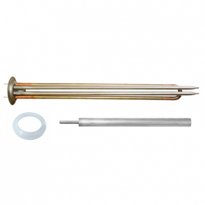 Комплект ТЭН 1,5кВт (1500Вт) RF для водонагревателя Polaris, Timberk + анод + прокладка, 10061К